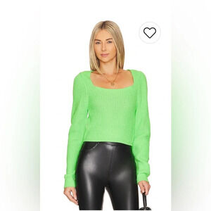 Steve Madden Cropped Long Sleeve Sweater, Size Medium, Flourescent Green